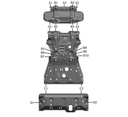 Standardmotor Unterschutzplatte Motordeckel Fortuner Vollschlittenplatte Set für Toyota