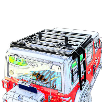 Pulverbeschichtete 4x4 Offroad-Seitenleiter für universelle Flachplattform Aluminium-Auto-Dachregal