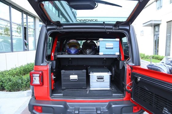 Pulverbeschichtung Oberfläche Festiges und einfach zu installierendes Regal für den Gepäckbereich hinter dem Jeep Wrangler